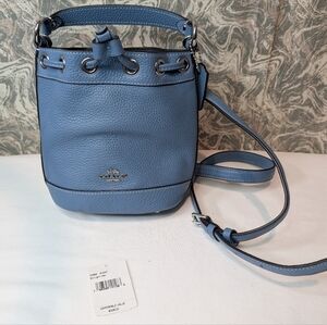 NWT Coach Dempsey Drawstring Crossbody Bucket Bag 15 Silver & Light Mist